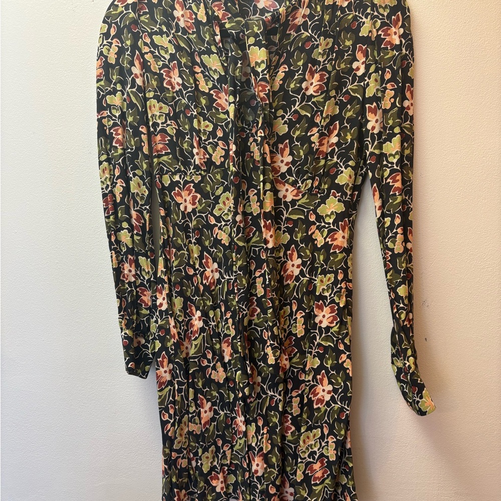 Zara Black Floral Long Sleeve Dress